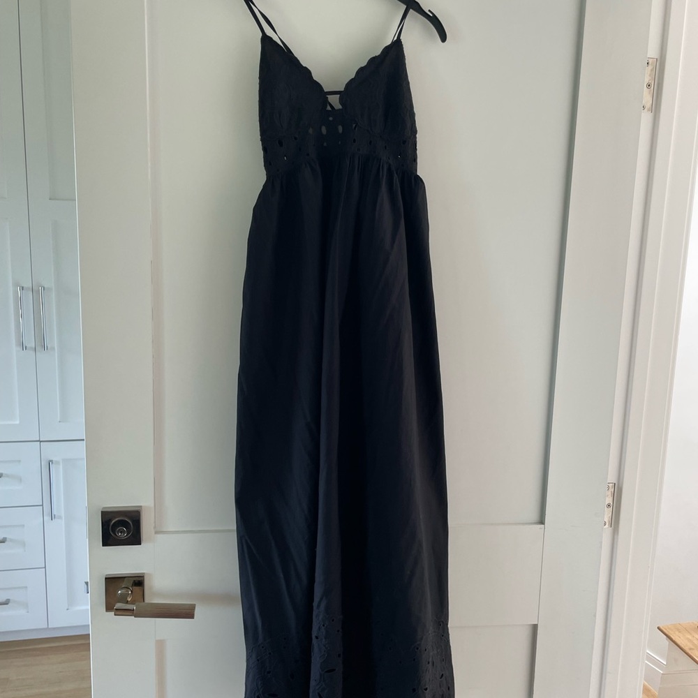 Zara Black Maxi Dress with Lace Detail
